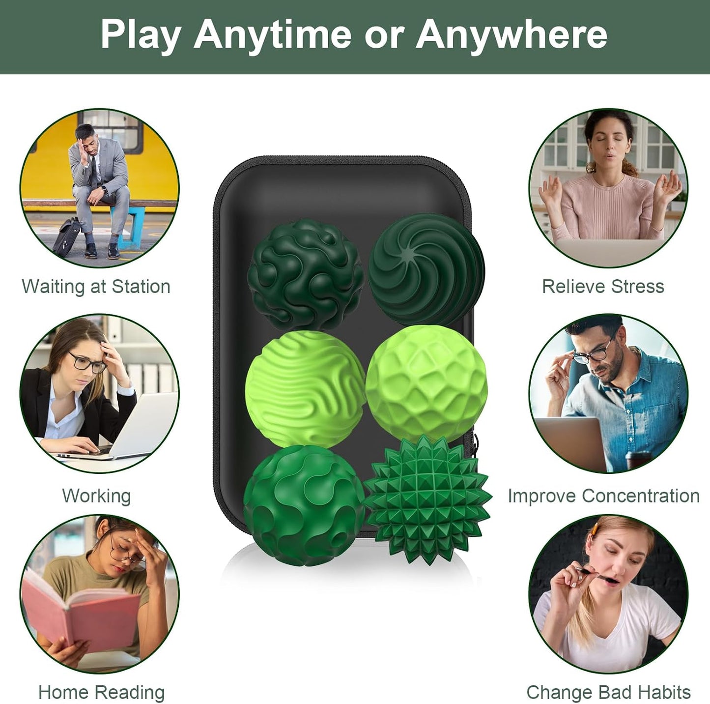 BUSOHA Silicone Fidget Balls - 4 Pack Fidget Toys Adults Sensory Toys Stress Balls for Adults Teens Gifts for Calming,Autism and ADHD Office
