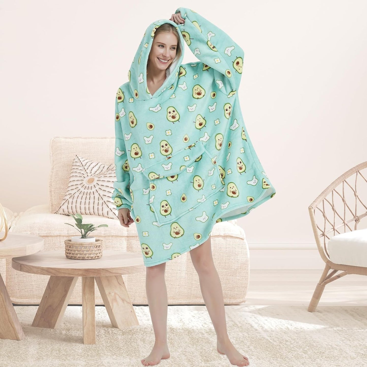 Mewkou Wearable Blanket Hoodie for Adult,Oversized Sherpa Fleece Blanket Hoodie for Women Men,Grey