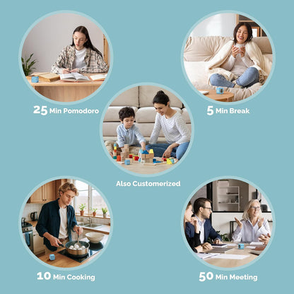 KADAMS Pomodoro Timer – Visual Cube with 5/10/30/60 Min Presets, LED Countdown Ring & Count Up Mode, Silent Flip Productivity Timer for Study, Classroom, Office, Cooking