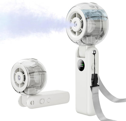 Portable Fan Handheld, Powerful Cooling Misting Fan Rechargeable