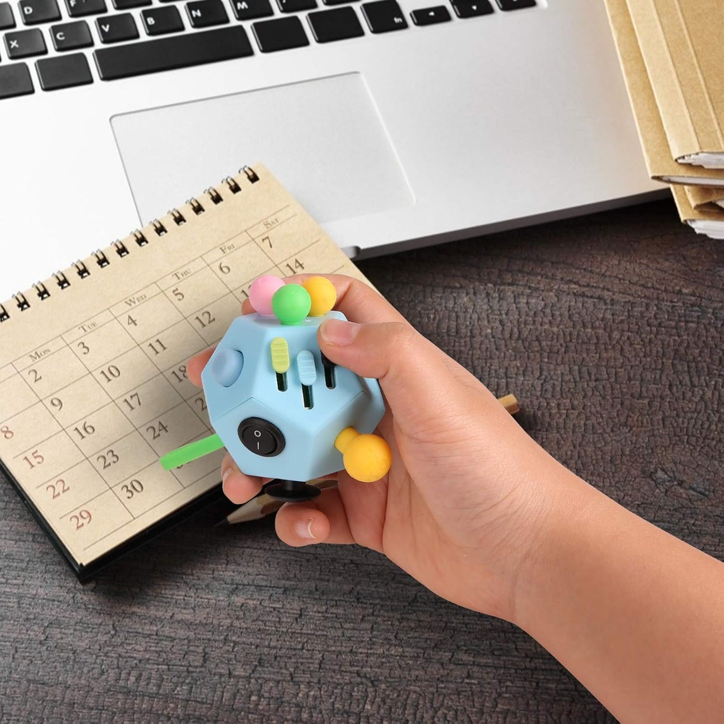 Fidget Dodecagon-12 Sided Fidget Toy Stress Relief Cube for Children and Adults, Silent Compact Classroom Gifts Stocking Stuffers for Teen Boys, Kids(B3 Blue Sky)