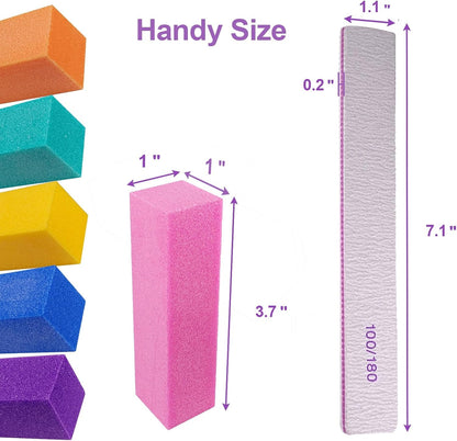Nail Files and Buffers (24 Pack), Nail Buffer Block Nail File Set for Acrylic and Natural Nails, Professional Manicure Tool 4 Sides 100/120/180 Grit Emery Board Sponge Buffing Buffers Blocks Gray