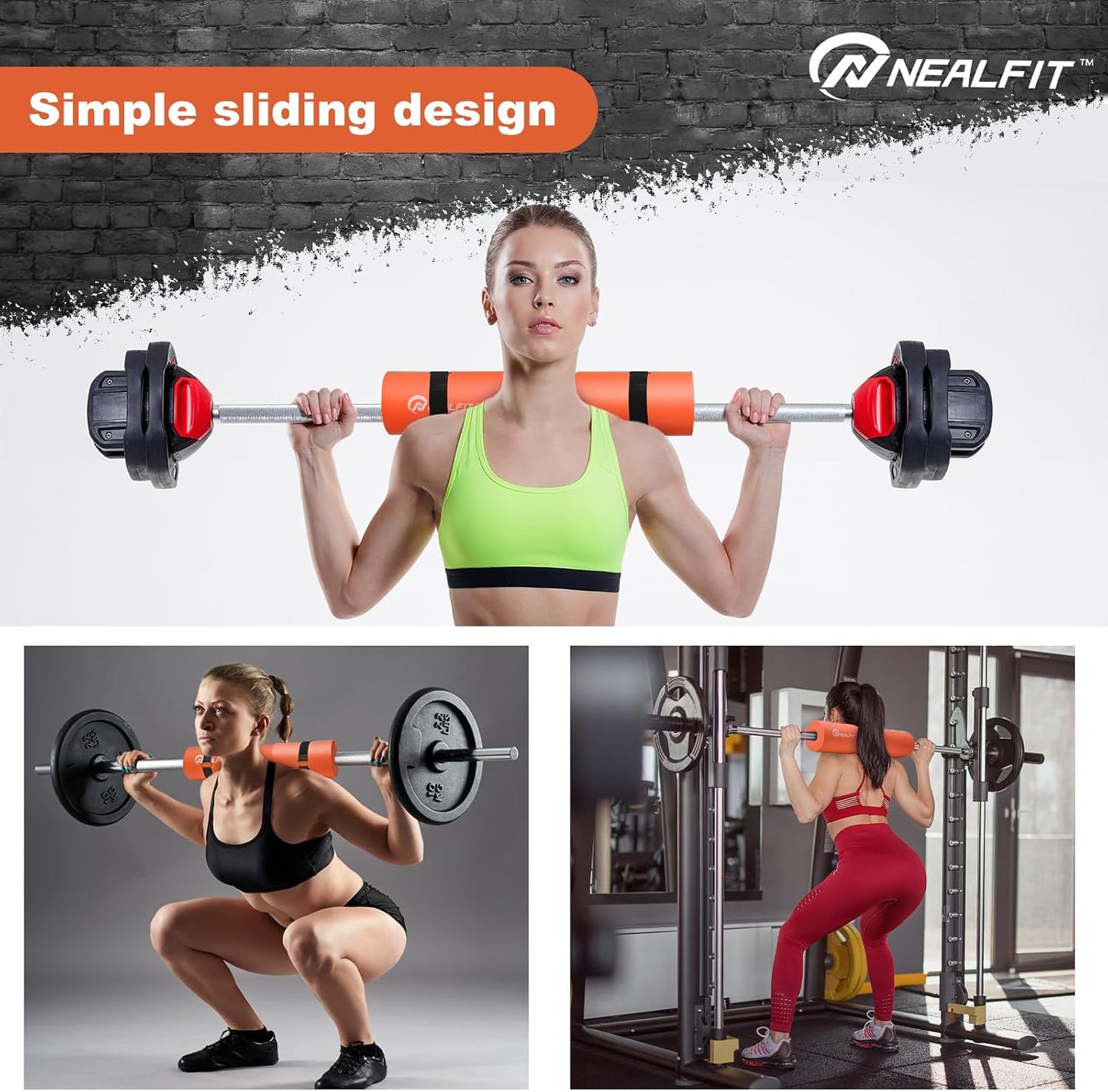 NEALFIT Barbell Pad Squat Pad for Squats—Squat Bar Pad—Great for Weightlifting,Lunges and Hip Thrusts—Foam Sponge Pad—Fit Standard and Olympic Bars Perfectly