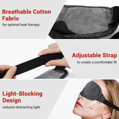 DR.PREPARE Heated Eye Mask With Temperature & Timer Control, USB Warm Compress for Dry Eyes, Sleep, Blepharitis, Dark Circles, MGD and Puffy Eyes - Earplugs Included