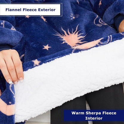 THREE POODLE Wearable Blanket Hoodie for Women, Oversized Sherpa Sweatshirt Blanket for Adults Men, Cozy Hooded Blankets, Gifts for Teen Girls Women Mom Sister