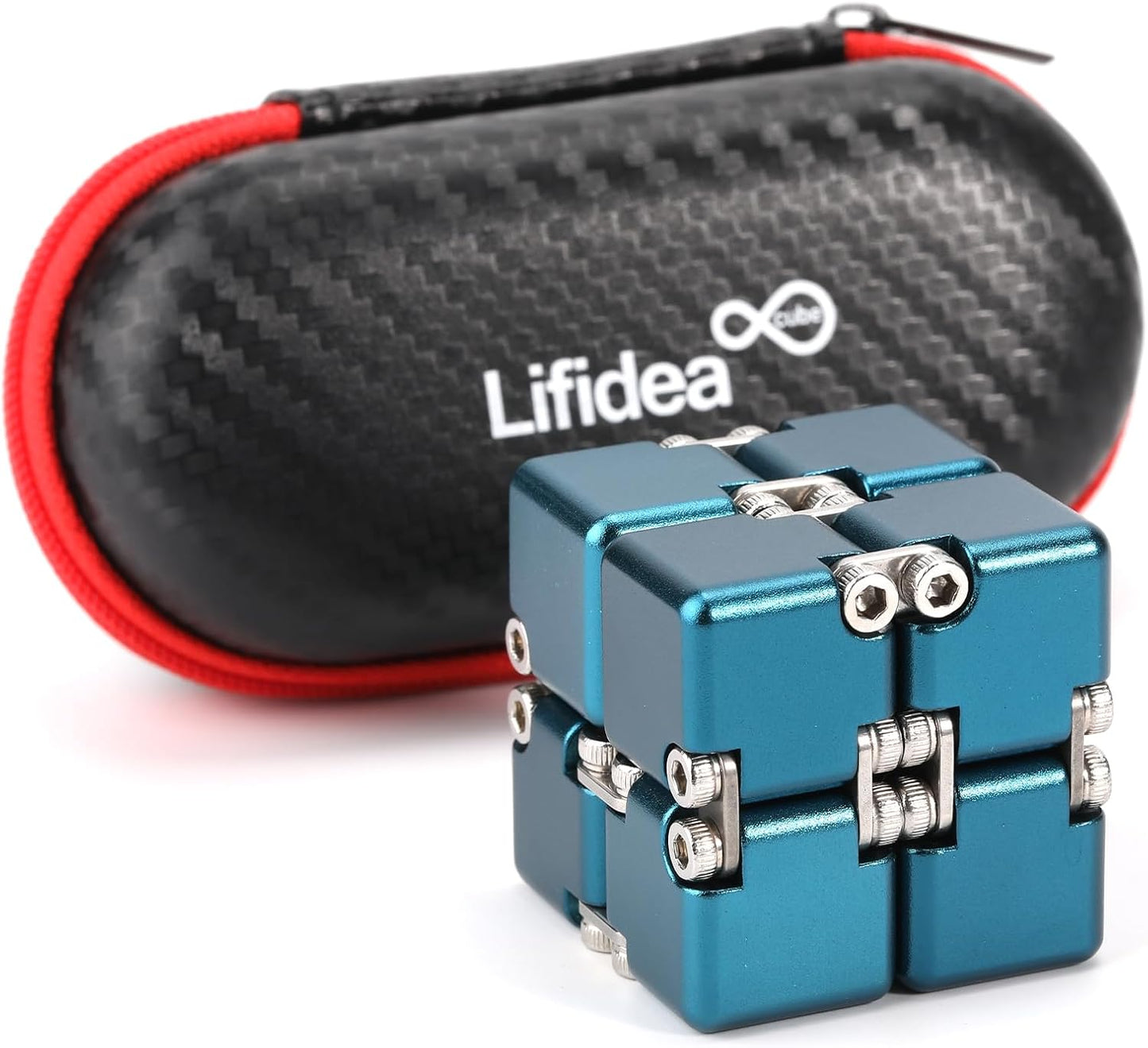 Lifidea Aluminum Alloy Metal Infinity Cube Fidget Cube (6 Colors) Handheld Fidget Toy Desk Toy with Cool Case Infinity Magic Cube Relieve Stress Anxiety ADHD OCD for Kids and Adults (Blue)
