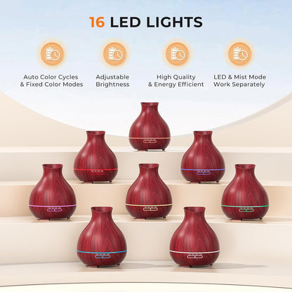 Aromatherapy Essential Oil Diffuser, 550ml Ultrasonic Fragrant Oil Large Room Humidifier, Diffusers for Home with Timer and Waterless Auto-Off, 7 Color LED Lights,Cool Mist Humidifiers