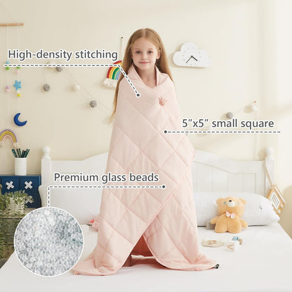 L'AGRATY Weighted Lap Pad 7lb: Small Weighted Blanket for Adults - Cooling Portable Travel Blanket for Relaxation Sleeping - Washable All-Season (29" x 24")