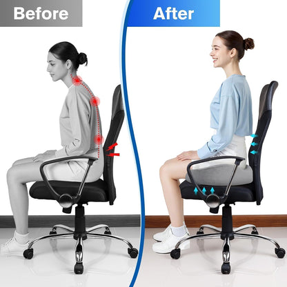CushyOasis Seat Cushion, Gel Chair Cushions, Office Chair Cushions, Anti-Slip Bottom & Removable Cover Tailbone Pain Relief Cushion, Memory Foam Seat Cushion for Office, Wheelchair, Car (Black)