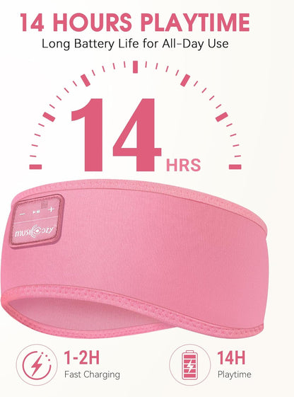 MUSICOZY Sleep Headphones Bluetooth 5.4 Headband, Sports Wireless Earphones Sweat Resistant Earbuds Sleeping Headphone with Ultra-Thin HD Stereo Speaker for Workout Running Cool Gadgets Unique Gifts