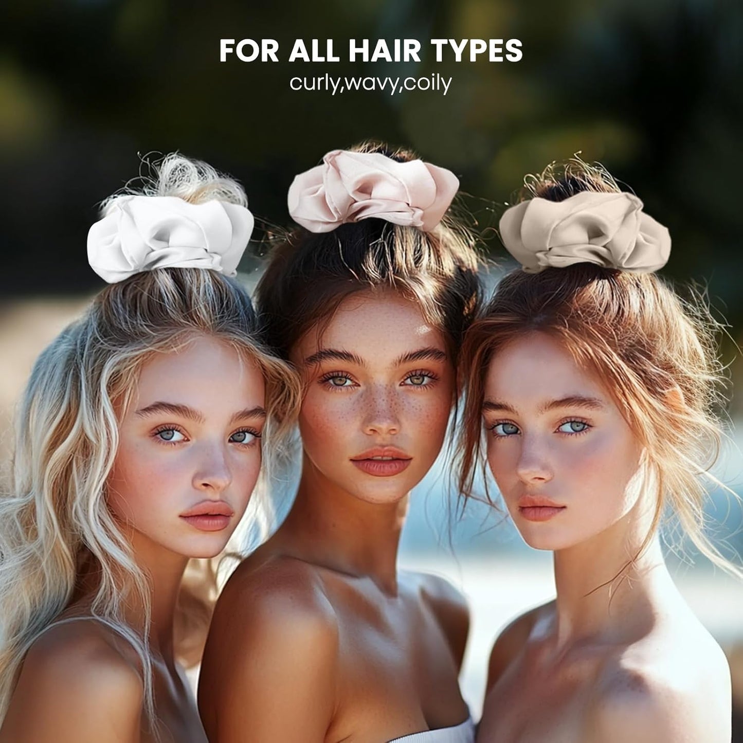 100% Mulberry Silk Scrunchies for Women, Oversized XL Hair Tie for Sleeping, Curly Thick or Thin Hair, No Damage Soft Silk Hair Accessory