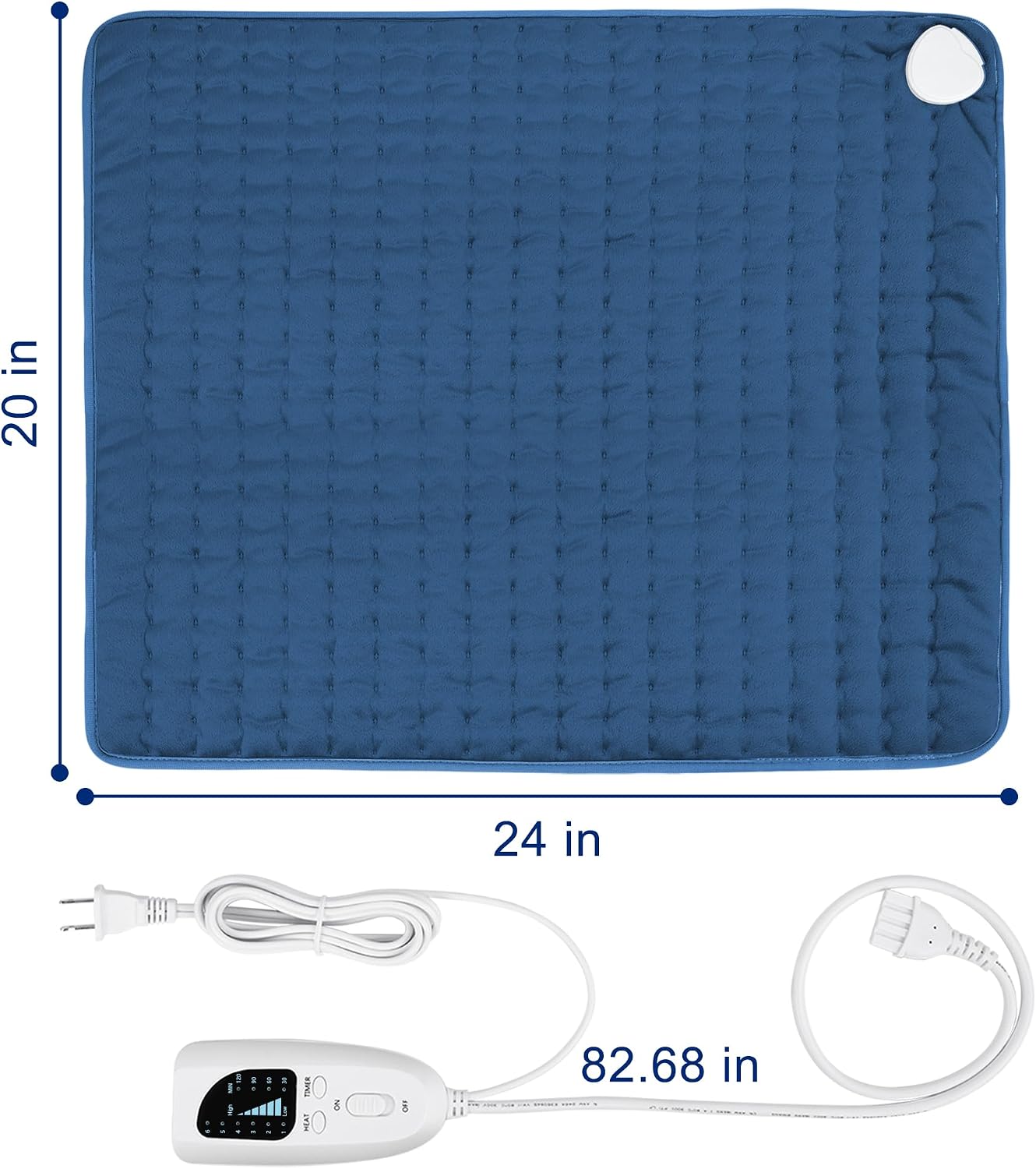 Electric Heating pad with 6 Heat Settings, Auto Shut Off, Dry Electric Heating for Back Neck Knee Arms Legs Shoulder Heat Pads for Christmas Birthday Father Mother's Day (24"X12", Gray Green)
