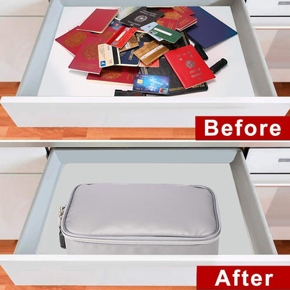 ENGPOW Small Fireproof Storage Organizer Case with Lock, 9”x 5.3”x 3.7”