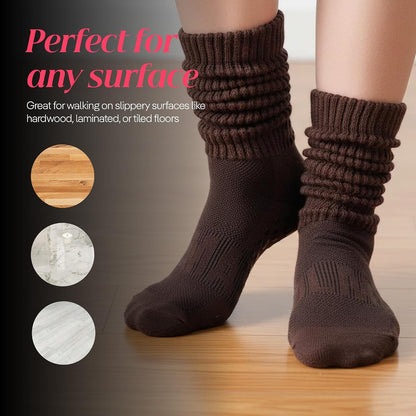 COOLMATE Pilates Socks with Grips for Women, Yoga Socks, Crew Non Slip Women for Barre, Pilates Gifts for Women - Colors A