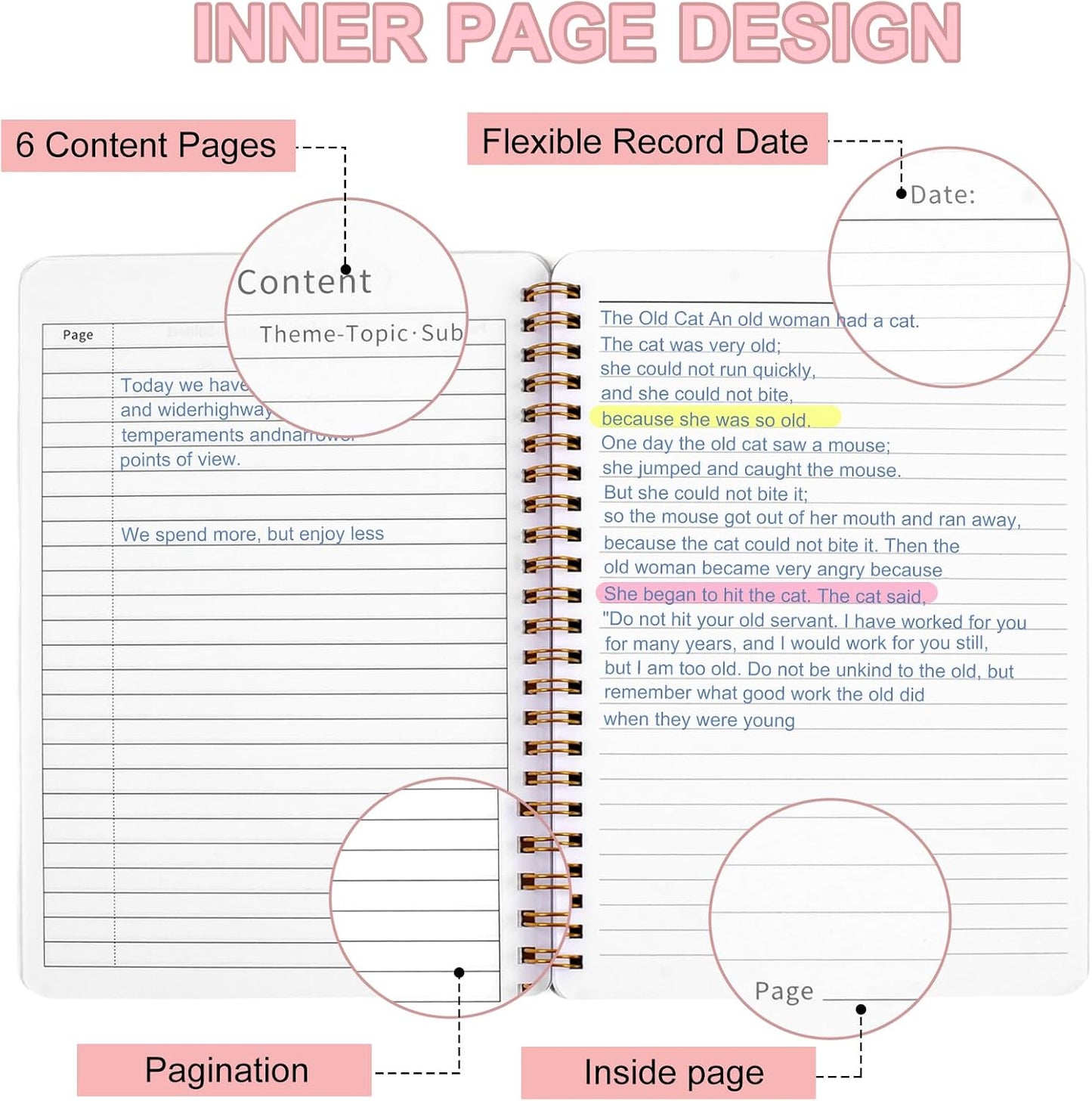 Utron 3 PCS Small Spiral Notebook 5x7, Notebooks for Note Taking, Morandi Spiral Journal Notebook, Work Notebook Small Notebooks 5x7 with Strap, Cute Notebooks for Women 70 Sheets/Note Books