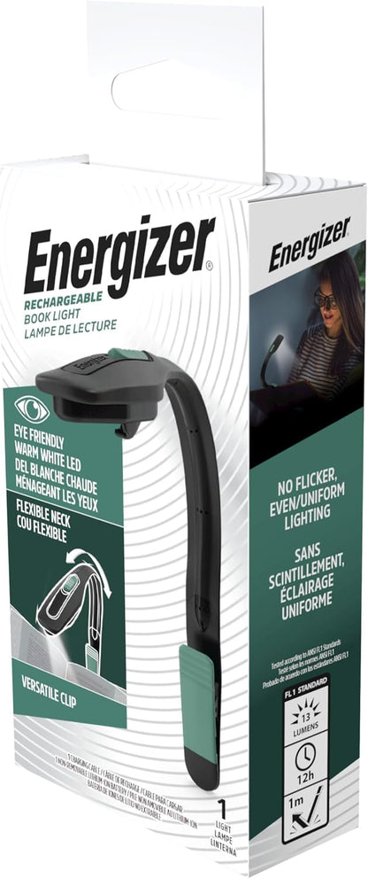 Energizer Flex-R LED Rechargeable Book Light for Reading in Bed, Reading Light with Warm LED Color, Long-Lasting and Lightweight,Blue