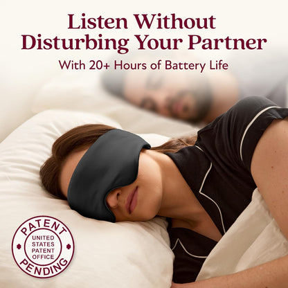 SilkSound 100% Mulberry Silk Bluetooth Sleep Mask, Skin-Friendly Sleeping Eyemask with Bluetooth Headphones, Sleep Gifts for Women, Silk Eyemask Headband Headphones for Sleeping Side Speakers