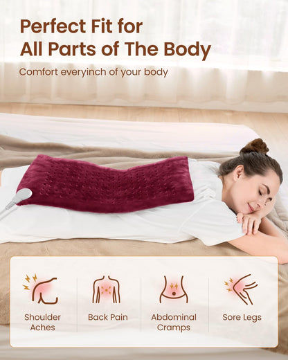 RENPHO Heating Pad for Back & Period Cramps, FSA Eligible & HSA Store, Fathers Day Dad Gifts for Men & Birthday Gifts for Women, 12" x24‘’ Electric Heat Pad for Neck and Shoulder, ETL Certified, Gray