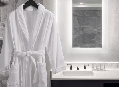 Marriott Terry Velour Bathrobe - Luxury 100% Cotton Hotel Spa Robe - Plush, Absorbent, Machine Washable - Shawl Collar, One Size