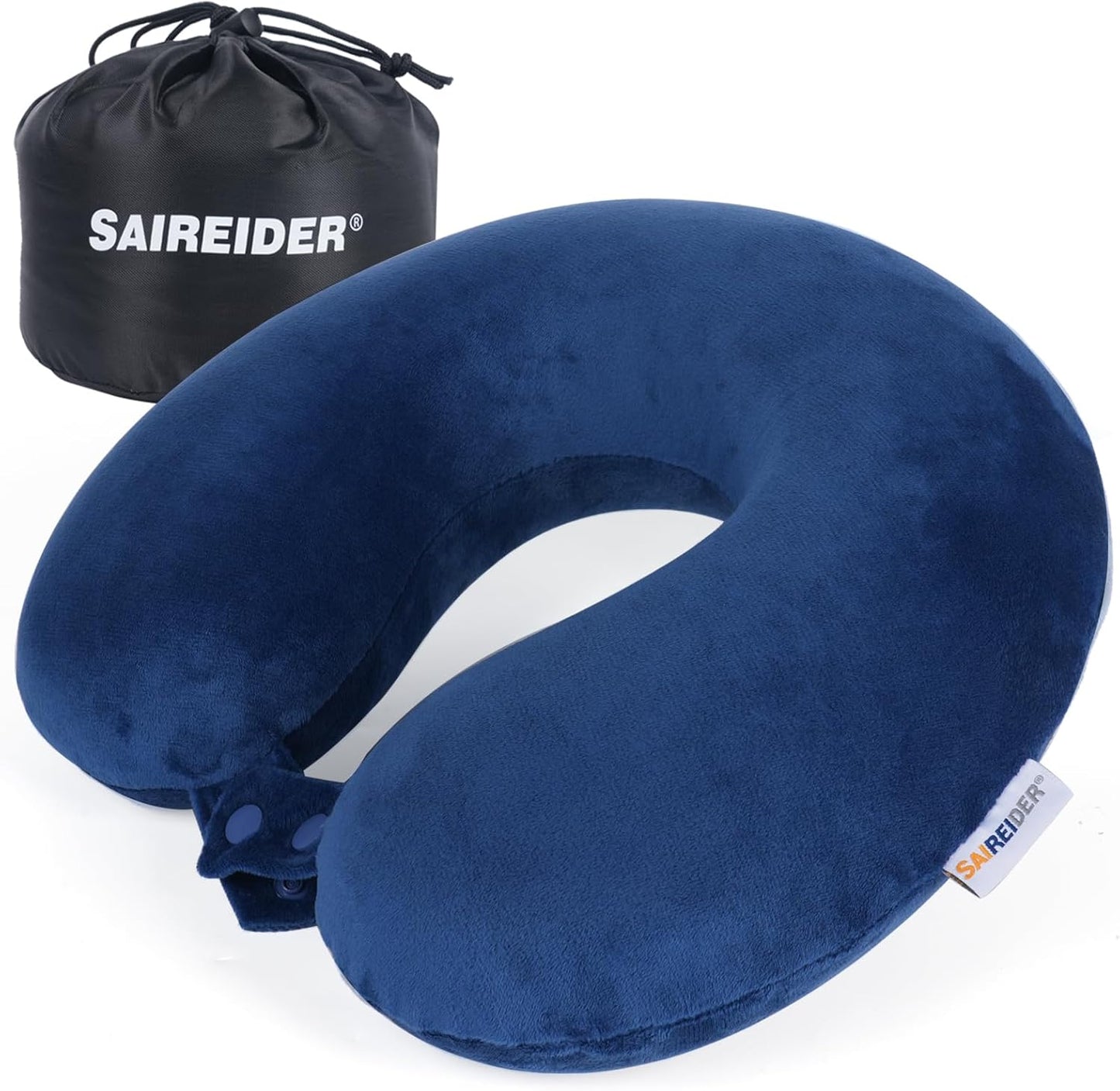 SAIREIDER Neck Pillows for Travel-Head Neck Support Travel Pillow for Traveling, Car, Home, Office Adjustable(Navy Blue)