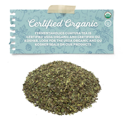 Fermentaholics Guayusa Tea – 4 oz – USDA Certified Organic Loose Leaf – OU Kosher – Energizing Tea for Kombucha Brewing, Hot or iced tea