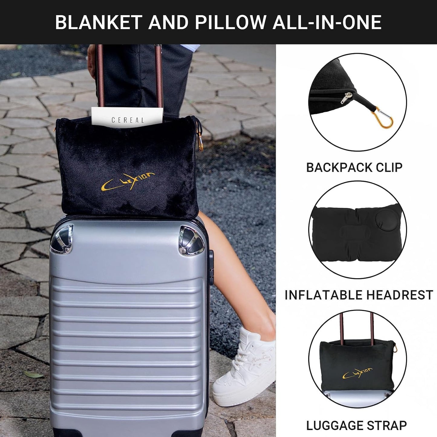 Compact Travel Blanket for Airplane, Premium Soft 2-in-1 Blanket with Pillowcase and Carry Bag, Lightweight Travel Essentials with Luggage Sleeve and Backpack Clip, Mint Green