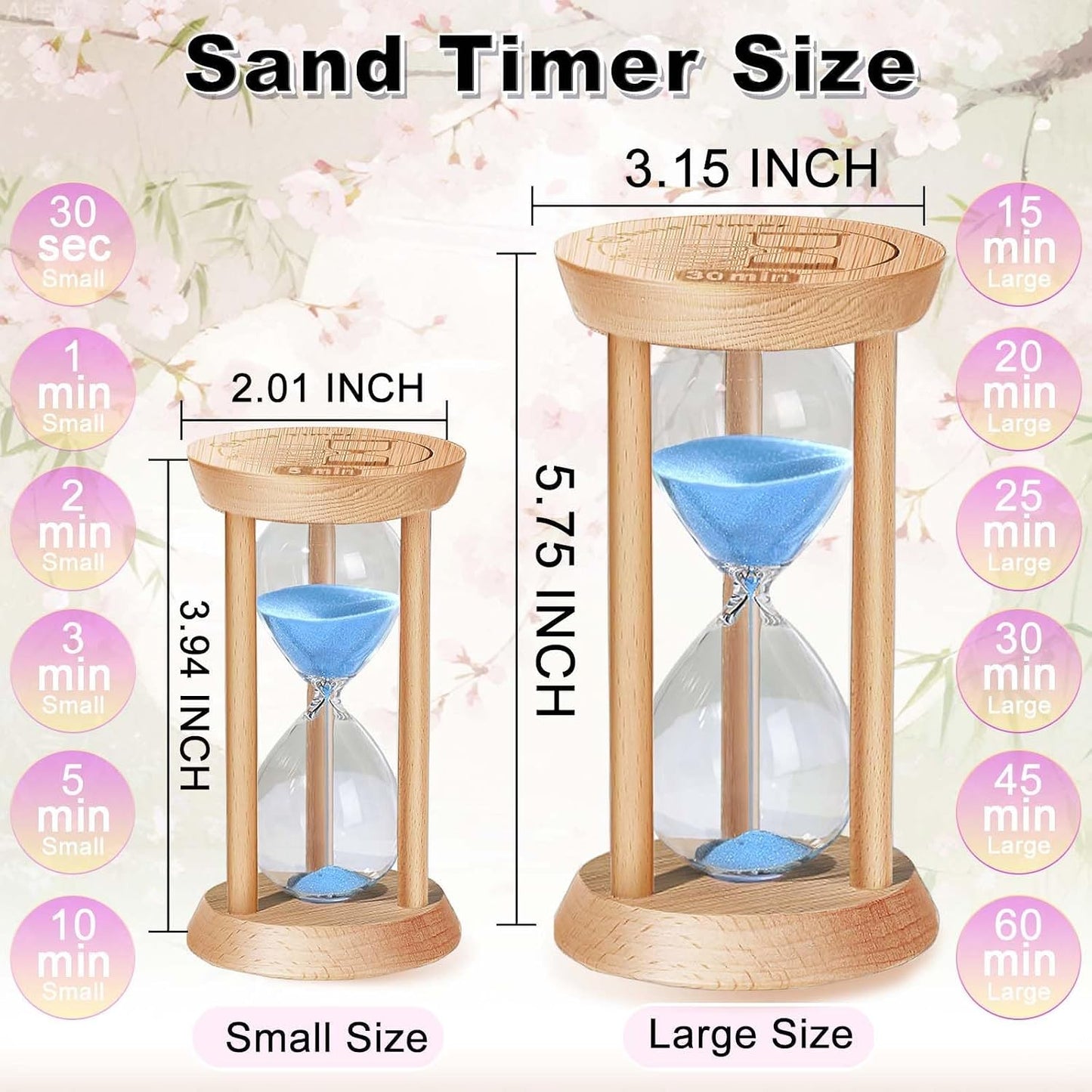 2 Minute Wooden Sand Timer,2 Min Hourglass, Small Sand Watch, Reloj De Arena, Hour Glass Sandglass for Home, Office, Decorative, Game, Classroom