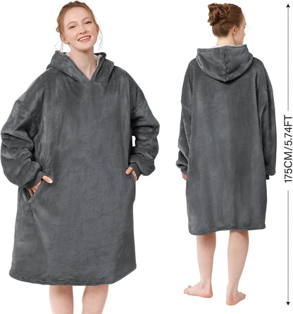 LetsFunny Blanket Hoodie,Oversized Wearable Sherpa Fleece Blanket Sweatshirt,Super Soft Warm Cozy with Giant Pocket,Gifts for Women Men Adults Teenagers, One Size Fits All