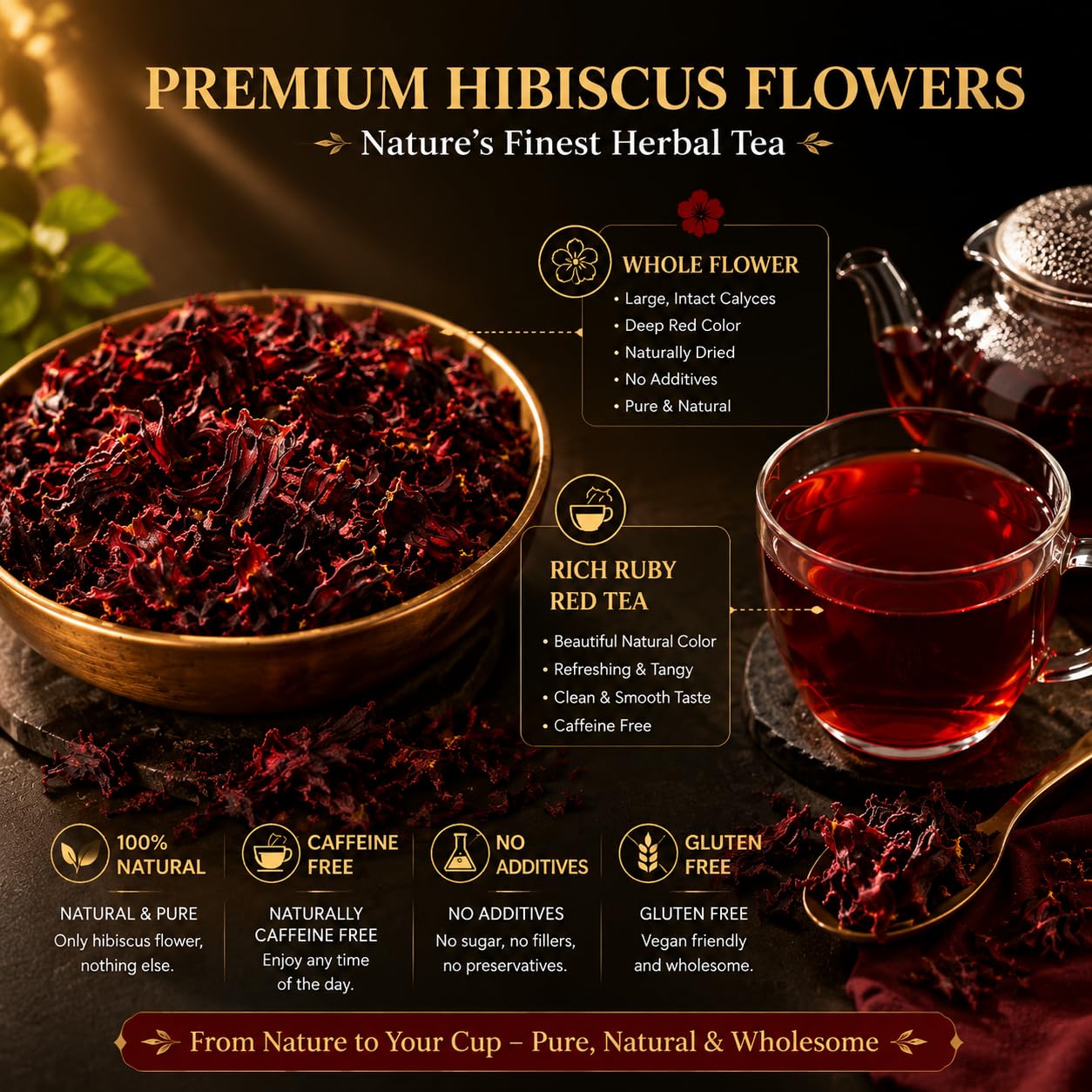 WOTIHA Premium 80 Hibiscus Flower Tea Bags (Flor de Jamaica) - 100% Natural, Tart & Refreshing, Hot or Ice Tea - Rich in Antioxidants, Sugar-Free Caffeine-Free Non-GMO Vegan Gluten-Free.