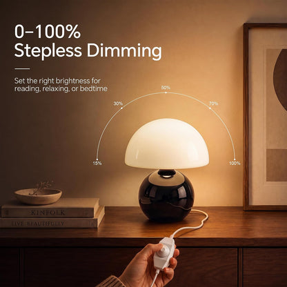 Dawnwake Mushroom Lamp Table Lamp for Bedroom-Small Desk Table Lamps,White