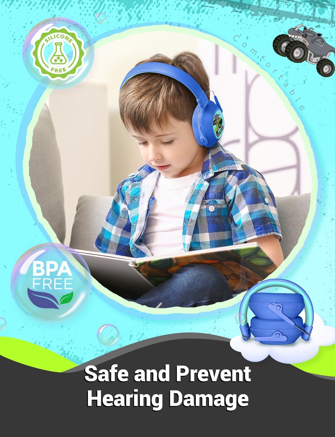 iClever Noise Cancelling Headphones for Kids Adults, SNR 29dB Safety Noise Reduction Ear Muffs for Autism Sensory &Concentration Aid, Ear Hearing Protection for Fireworks/Event/Monster Jam/Concert