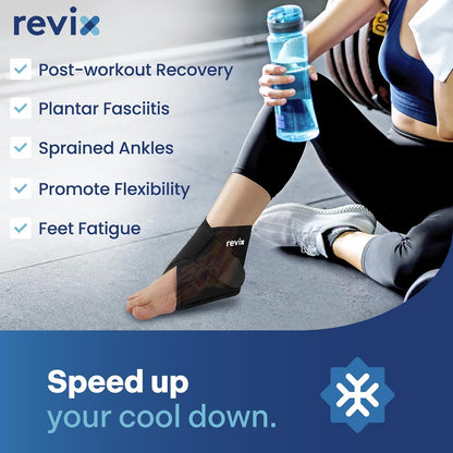 REVIX Ankle Ice Pack Wrap for Plantar Fasciitis & Foot Pain Relief, Reusable Gel Cold Compress Wrap for Feet Swelling, Achilles Tendonitis, and Sprained Ankles Recovery