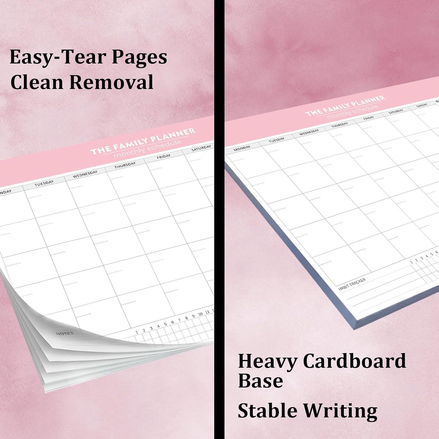 Monthly Planner Notepad - 52 Pages of Blank Calendar Sheets, Undated Planner for Organizing Tasks & Scheduling, Blank Calendar Design for Custom Monthly Planning, 7" x 10", Green