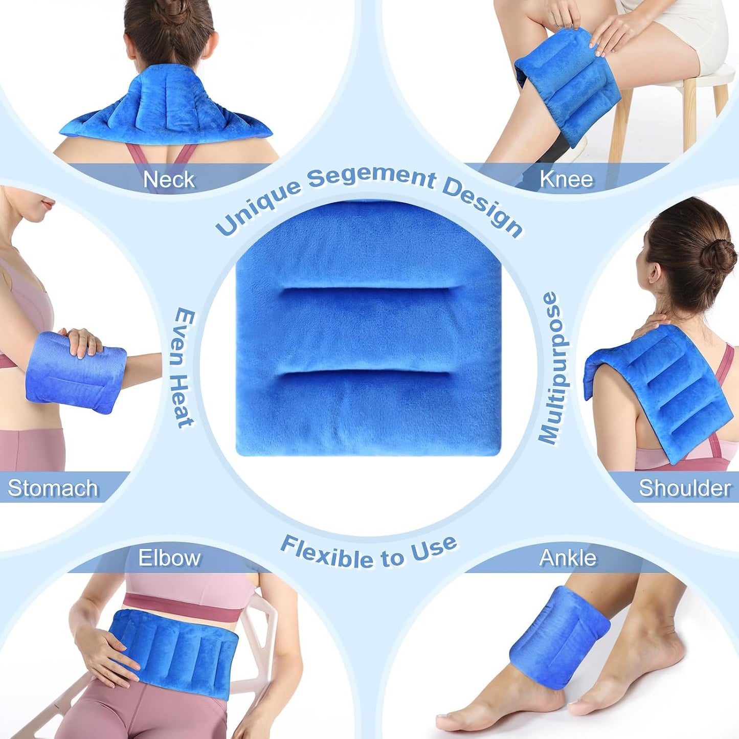 SuzziPad Microwavable Heating Pads for Neck and Shoulder Back Discomfort, 7x16 Fatigue Soothing Heated Pad Microwave, Moist Hot Packs, Unscented Heat Pack for Aches, Sore Muscle, Gray