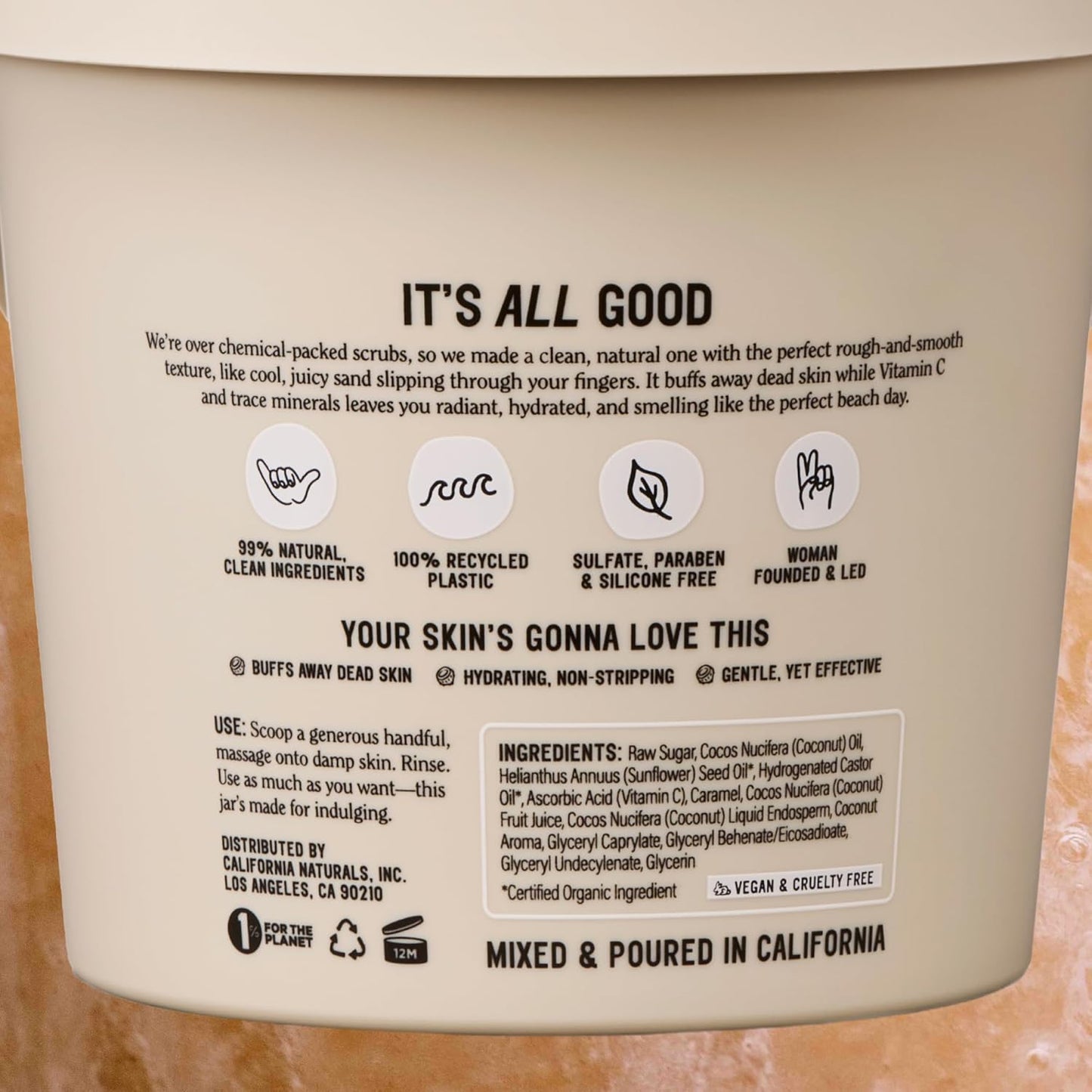 California Naturals Exfoliating Body Scrub with Coconut Oil, Sugar and Vitamin C Naturally Scented with Toasted Coconut, 14.5 oz