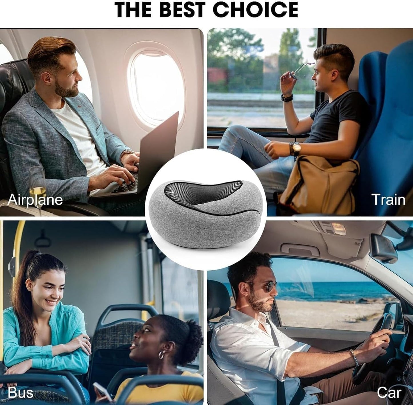 WEERSHUN Travel Pillow for Airplanes, 2026 New Memory Foam Neck Pillow with Chin Wrap for Traveling, Suitable for Airplanes, Offices and Cars (Dark Gray)