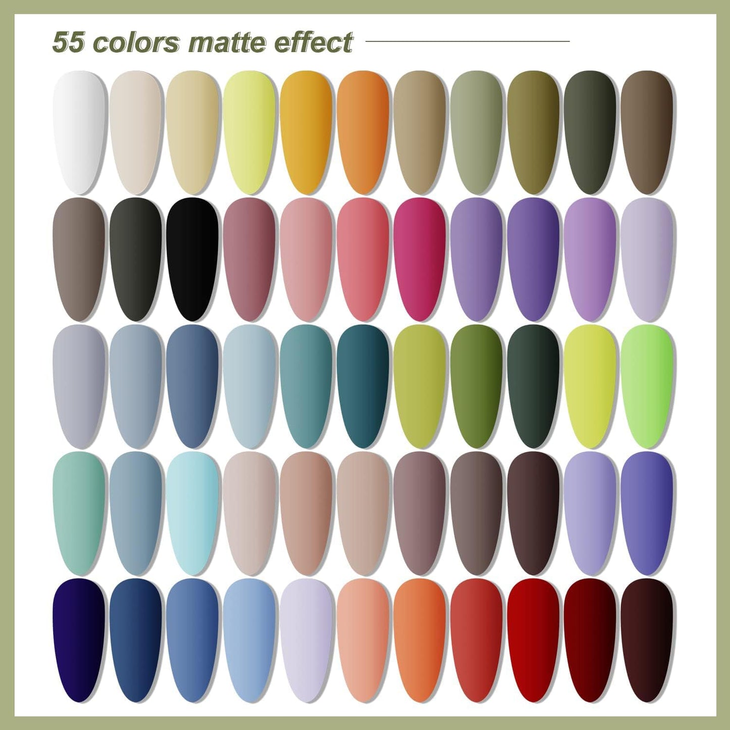 JODSONE Gel Nail Polish Kit 60 PCS with U V Light Soak off Base Top Coat 55 Shine Colors Gel Nail Kit Bright and Dark Brown Wine Red Series Manicure Set for Women and Girls