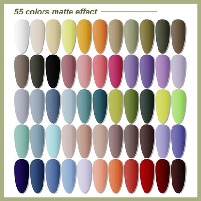 JODSONE Gel Nail Polish Kit 60 PCS with U V Light Soak off Base Top Coat 55 Shine Colors Gel Nail Kit Bright and Dark Brown Wine Red Series Manicure Set for Women and Girls