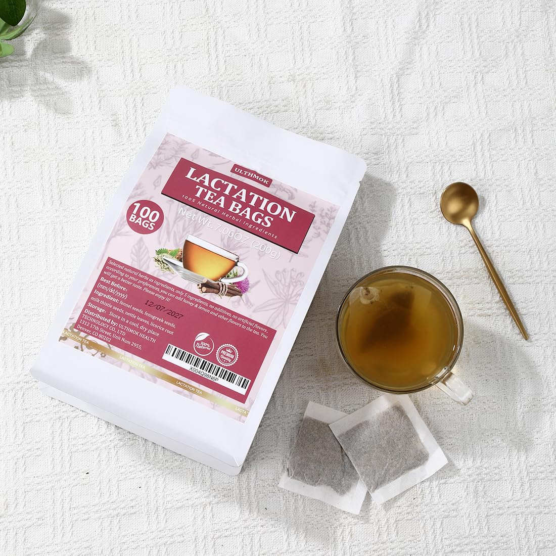 Premium Lemon Balm Leaf Tea, 50 Bags. Made with 100% Natural Lemon Balm Leaves, No Additive & Caffeine Free, Promotes Relaxation & Support Digestion.