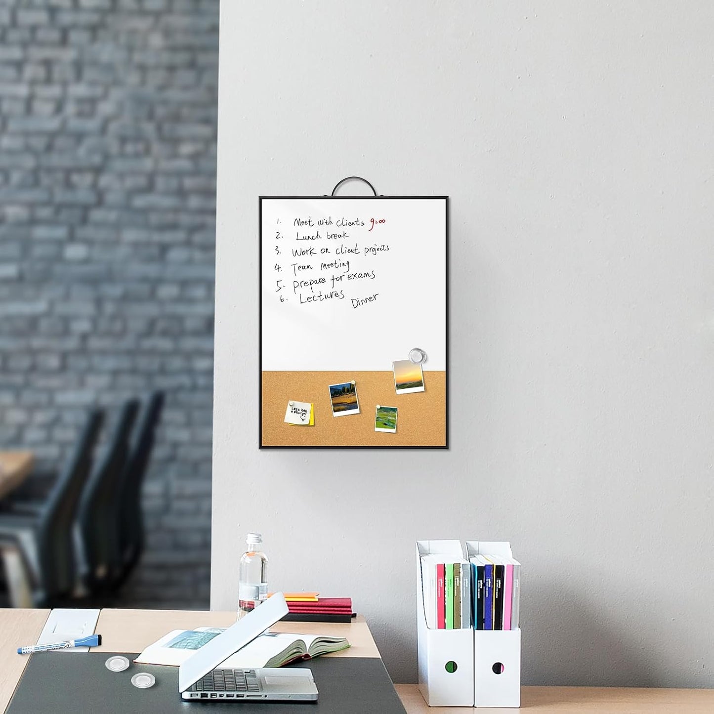 Weekly Planner Whiteboard 16"x12" with Handle | Magnetic Dry Erase Weekly Calendar with Aluminum Frame, Portable Hanging Board for Wall, Door, Desktop, 2 Markers & Magnets