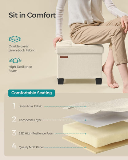 SONGMICS Storage Ottoman, Small Ottoman Foot Rest with Legs, 12.6 x 15.7 x 13.2 Inches Foot Stool, Load up to 660 lb, for Living Room, Bedroom, Dorm, Slate Gray ULSF012G01