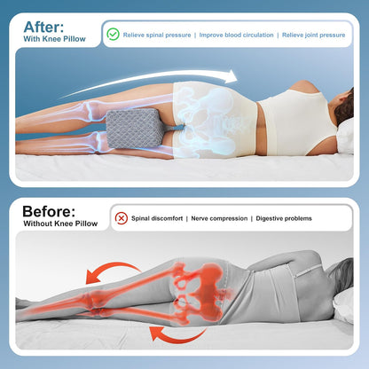 UJPFEO Knee Pillow for Side Sleepers, Leg Pillow for Sciatica, Back, HIPS, Knees, Joints Pain Relief,Pillows for Between Legs While Sleeping Spine Alignment Support & Relieves Pressure