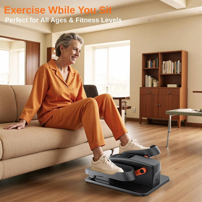 Under Desk Elliptical Exercise Machine, Quiet Seated Pedal Exerciser for Senior, Dual-Direction Elliptical Leg Exerciser with Monitor & Remote for Home Office, 12 Manual Speeds & 12 Auto Modes