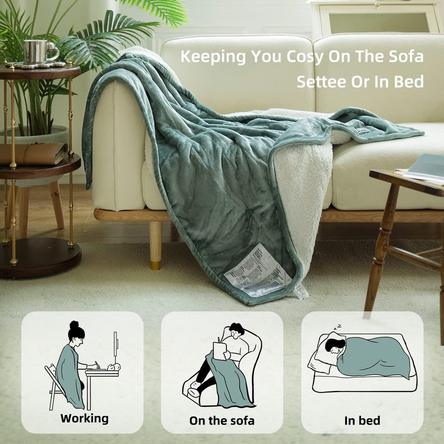 GOTCOZY Heated Throw Blanket, 50''X60'' - Soft Silky Plush Electric Blanket with 4 Heating Levels & 3 Hour Auto Off, ETL Certified, Machine Washable (Grey)