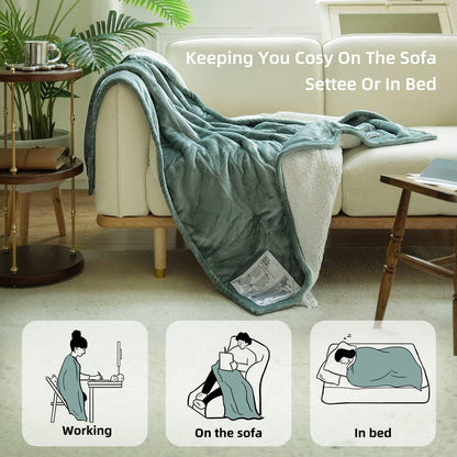 GOTCOZY Heated Throw Blanket, 50''X60'' - Soft Silky Plush Electric Blanket with 4 Heating Levels & 3 Hour Auto Off, ETL Certified, Machine Washable (Grey)