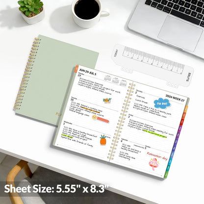 SUNEE Academic Planner 2026-2027 – Weekly & Monthly Planner, July 2026 to June 2027, 6.4"x8.3", Thick Paper, Tabs, Pockets, Bookmark, Spiral-Bound, Student Teacher Organizer, Black