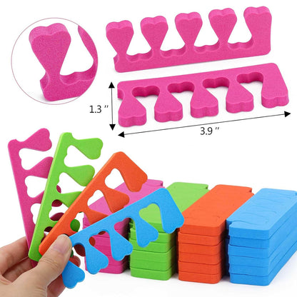 48pcs Sponge Toe Separators Pedicure Set for Nail Polish- Premium Nail Art Painting and Polishing Tool Kit, 4 Funy Color