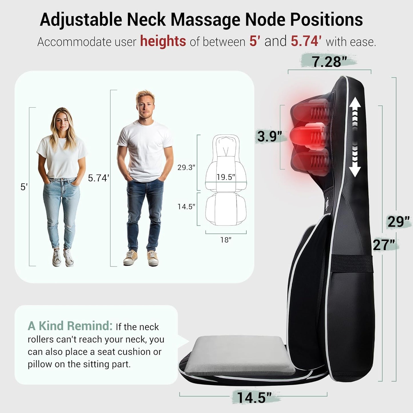 Mynt FSA Eligible HSA Approved Shiatsu Neck and Back Massager for Chair with 10 Deep Kneading Nodes, 2D & 3D Back Massage with Heat, Portable Spot Massage Chair Pad (Black)