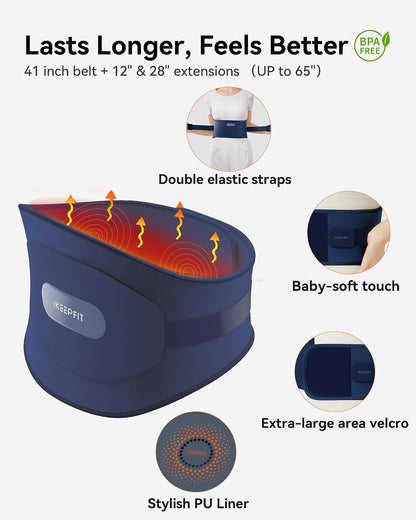 IKEEPFIT Portable Heating Pad for Back, FSA Eligible HSA, Cordless Heat Belt with Massager for Lower Back Pain Relief, Battery Powered 8000 mAh Rechargeable, MAXwarm 3.0, Gift for Women Men 90-310 lb