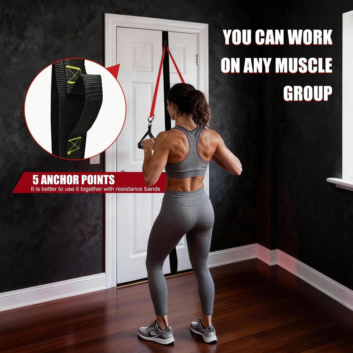 LEEKEY Pull Up Assistance Bands,5-125LB Resistance Bands with Grip、Door Anchor、Gym Bag - Exercise Bands for Full-Body Training, Fitness, Physical Therapy -USA Original Patent